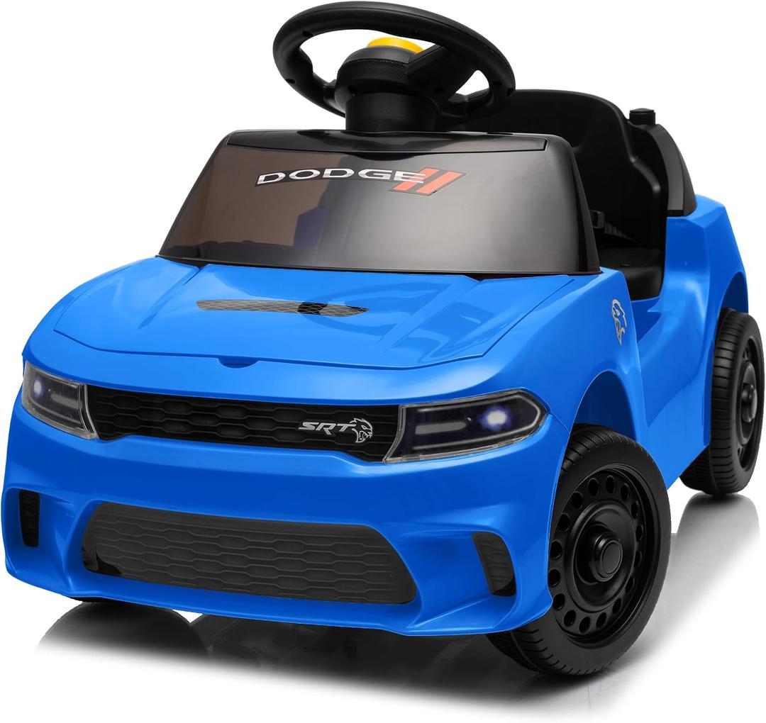 Licensed Dodge Electric Ride on Car for Kids, Ride on Toy for Toddler Aged 1-3 w/Music & Horn - Blue, 39.37 inches x 24.8 inches x 25.59 inches