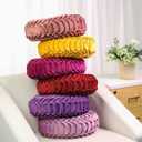 HLOVME Round Velvet Pillow for Couch Small Handmade Decorative Throw Pillow for Bed Bedroom 13.7 Yellow