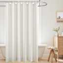 KOUFALL Linen Shower Curtain, Boho Farmhouse Shower Curtains for Bathroom, Bath Decor Natural Cloth Cotton Look Polyester Waterproof Fabric Shower Curtain Liner with Hooks Sets, Cream Ivory,72 x 72 Inch
