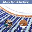 SUNCREAT Portable Hammock with Carrying Bag, 2 Person Hammock with Curved Spreader Bar, Blue Stripes