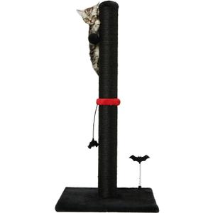 MECOOL Cat Scratching Post Premium Sisal Scratch Posts with Hanging Ball Vertical Scratcher for Indoor Cats and Kittens,Black