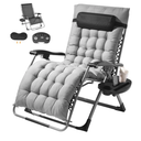 VEVOR Zero Gravity Chair, 33 inch Zero Gravity Recliner Lounge Chair for Indoor and Outdoor, Adjustable Anti Gravity Chair with Cushion, Headrest, Footrest, and Cupholder, 500 lbs, Gray