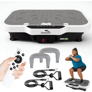 Vibration Plate Exercise Machine, 8000 Vibrations/min Adjustable Fitness Platform, 400 Lbs Capacity Whole Body Workout Extra Large Size Platform with Bluetooth for Weight Loss, Women & Men (Gray & White)
