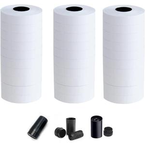 Labels for 2-Line Price Tag Gun,15000 Labeler Stickers w/ 3 Ink Rolls Kit for Date Code Pricing Tagging Maker Stamper Applicator Machine,Clothes Supplies Label for Retail Garage Sale(White)