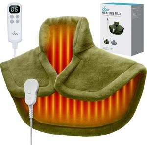 iDOO Heating Pad for Neck and Shoulders and Back, Birthday Gifts for Women Men Mom Dad, FSA Eligible Items Only List, Neck Heating Pad for Neck Pain Relief, ETL Safety Certified, 22'' x 24'' Green