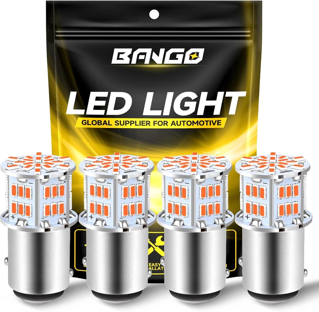 BANGO 1157 LED Bulb Red Brake Tail Light, 2057 2357 7528 BAY15D Super Bright for Car Tail Brake Parking Lights, 4 Pack
