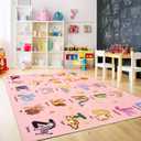 Bolacrom Kids Rugs for Playroom Educational Rug for Learn The ABC Alphabet, Soft Machine Washable Non-Slip Cute Carpet for Classroom Toddler Nursery Kids Room Decor Mat