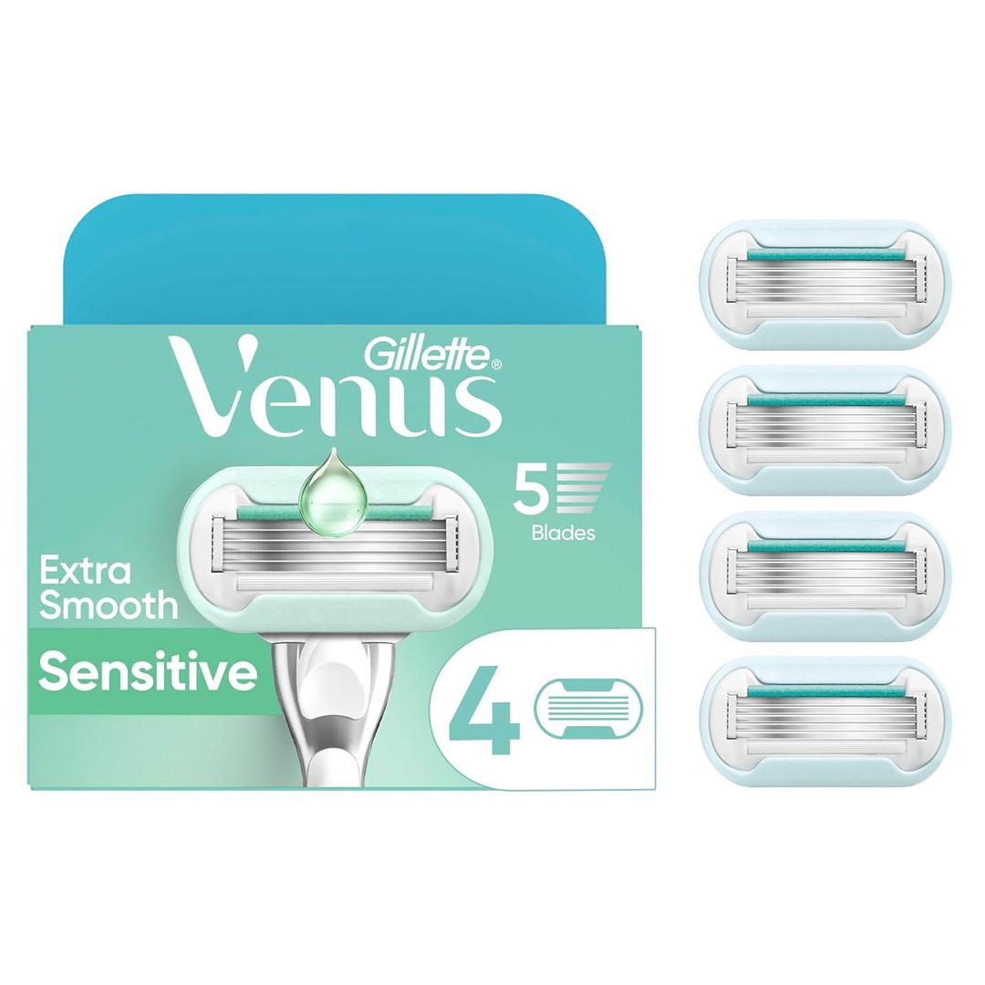Venus Deluxe Smooth Sensitive Women's Razor Blade Refills, 4 Count