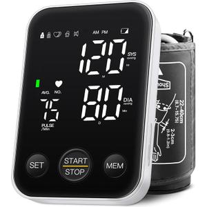 Blood Pressure Monitor Upper Arm Machine Accurate Adjustable BP Cuff Kit Led Backlit Display 2 Users 240 Sets Memory Includes Storage Bag Black