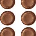 12" Large Copper Decorative Serving Tray, Copper Plated Round Fruit Tray - Ideal for Coffee Table, Decorative, Tea and Bar Serving (6)