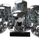 ABS Chrome Plastic Complete Axle Cover Kits with 33mm Thread-on Nut Covers for Semi Trucks in Sets (Standard), 33 Millimeters