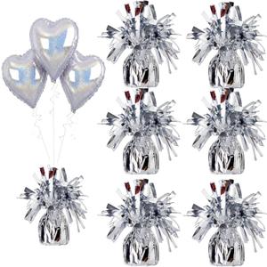 Aluminum Foil Balloon Weights for Parties (6 pcs) - 0.31lb (140g) Each - Premium Balloon Anchors for Birthday, Wedding, Dinner, Indoor & Outdoor Decorations(Silver 6pcs)