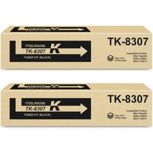 TK-8307 Black High Yield Toner Cartridge 1T02LK0US0 Compatible TK8307 TK-8307 Toner Replacement for Kyocera TK-8307K Toner for Mita Taskalfa 3050ci 3550ci 3051ci 3551ci Printer (2 Pack/25,000 Pages)