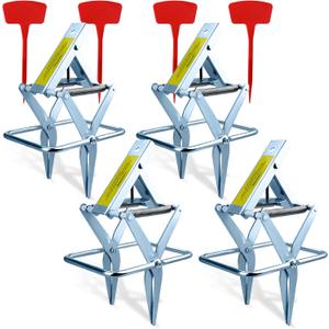 Metal Mole Trap with Spring-Loaded Mechanism, Mole Trap Killer, mole Traps That Kill Best,4-Pack Red Markers