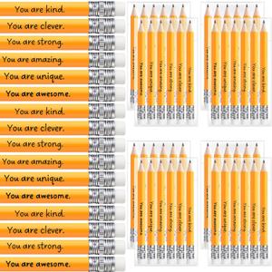 2 x Spakon 24 Pack Inspirational Golf Pencils Mini Half Pencils Bulk with Eraser from Teacher Rainbow Colorful Pencil for Kid Motivational Sharpened Pencil Classroom Gifts (Yellow)