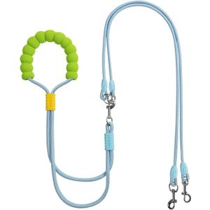Double Dog Leash for Two Dogs,Dual Hands Free Heavy Duty Dog Leashes,360 Swivel No Tangle Walking Leash,Soft Padded Handle,Adjustable Crossbody Waist Belt Rope for Small Medium Large Dogs,Blue