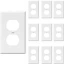 DEWENWILS Metal Duplex Receptacle Outlet Wall Plate, Electrical Outlet Covers Plates, Standard Size 1-Gang 4.50" x 2.76", UL Listed, Dual Electric Receptacle Plug Covers, Texture White, 9 Pack