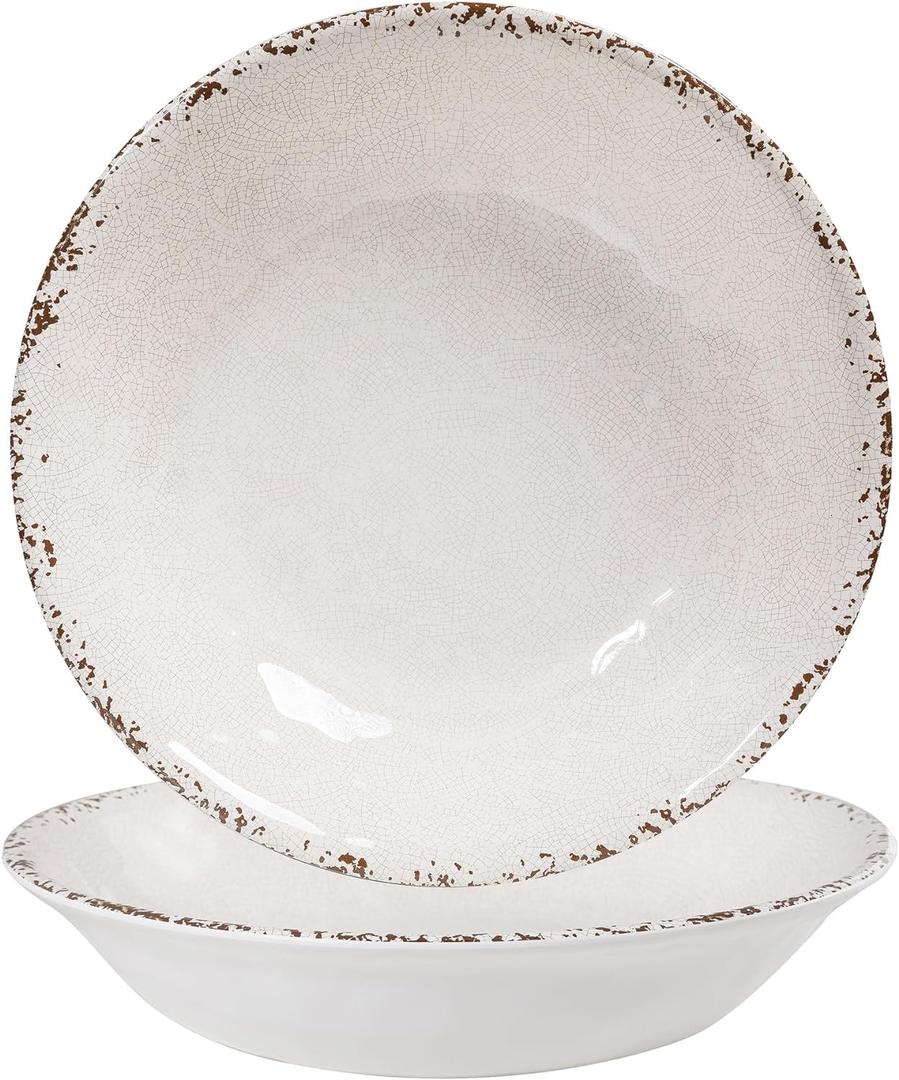 Melamine Large Serving Bowls Set of 2, 13.75" and 130 OZ Farmhouse BPA Free Salad, Pasta and Mixing Serving Bowls, Large Bowls Set for Serving Food, Durable and Dishwasher Safe, Ivory Melamine Large Serving Bowls Set of 2, 13.75" and 130 OZ Farmhouse BPA Free Salad, Pasta and Mixing Serving Bowls, Large Bowls Set for Serving Food, Durable and Dishwasher Safe, Ivory