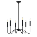 6 Light Linear Rod Chandelier Lighting Fixture Classic Modern Chandeliers Black for Kitchen Island Foyer Living Room E12 Base