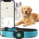 GPS Dog Collar(1 Pack), Mini GPS Cat Tracker, GPS Tracker for Dogs (iOS Only), No Monthly Fee, Compatible with Apple Find My, Anti-Lost, Finder Tag for Kitten Puppy Blue, M(13.2"-17.5")