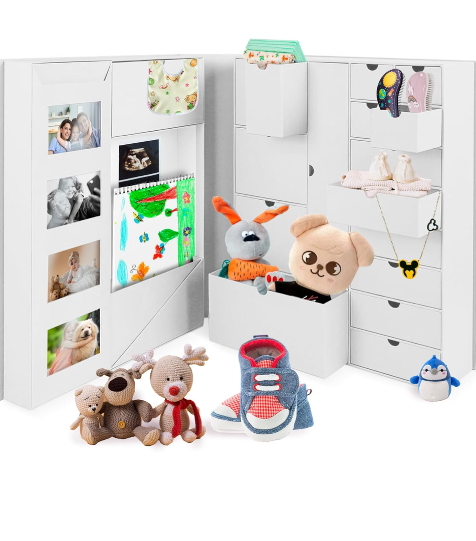 Baby Keepsake Box - Baby Memory Box - Baby Boy Girl Keepsake Box Tins Memory Box Pregnancy Baby Bubbs Storage Box Baby First Year Box Library Baby All-in-One Organizer