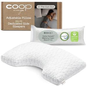 Coop Home Goods Original Cut-Out Adjustable Pillow, King Pillow Size, Bed Pillow for Neck & Head Support, Memory Foam Pillows - Medium Firm for Side Sleeper, CertiPUR-US/GREENGUARD Gold, White
