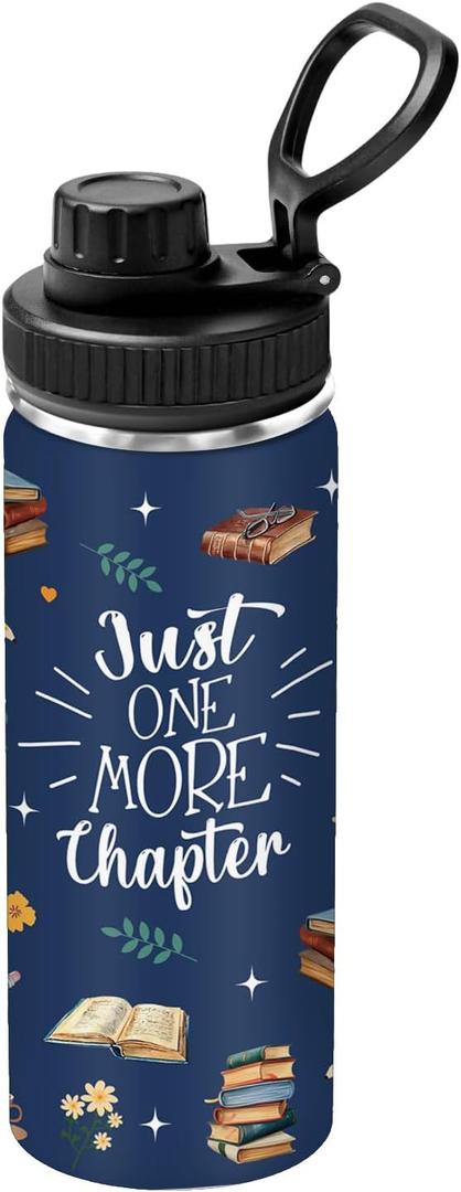 Book 18oz Water Bottle Stainless Steel Tumbler, Reusable Leak proof Anti Slip Boot Mug, Christmas Birthday Gift for Women Book Lovers