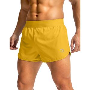G Gradual Running Shorts for Men 3 Inch Lighweight Quick Dry Workout Gym Athletic Jogging Shorts with Inner Key Pocket (Yellow)