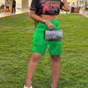 XZLUFNY Satin Cargo Shorts for Women High Waist Multiple Pockets Bottoms (Pink, M)