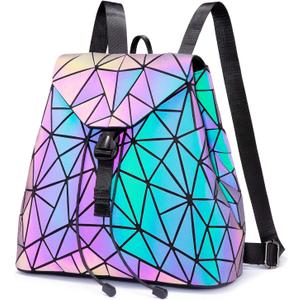 LOVEVOOK Geometric Luminous Purses and Handbags for Women Holographic Reflective Crossbody Bag Wallet
