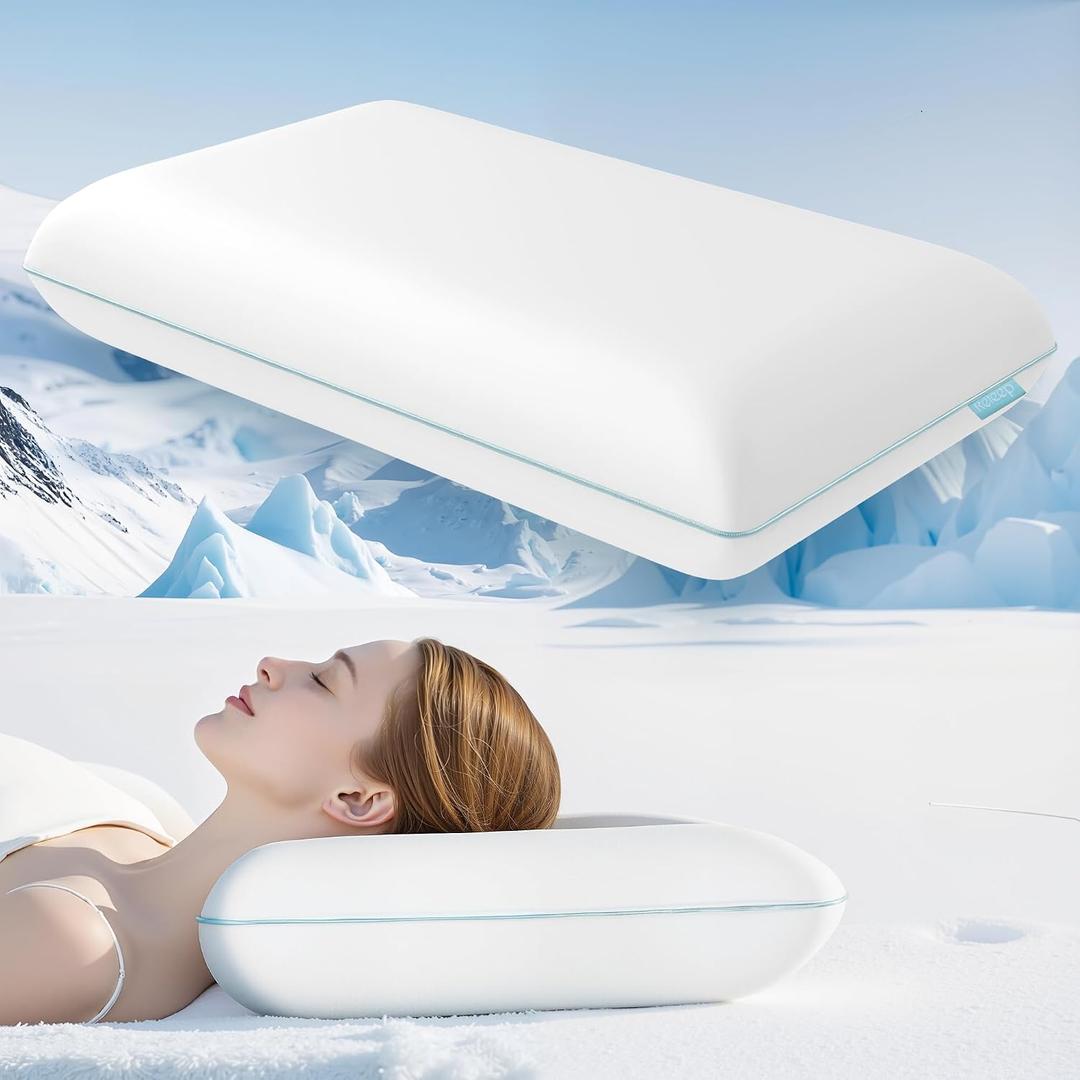 Releep Cooling Memory Foam Pillow for Deep Sleep Support, Queen 4.7" H
Cooling Soft Pillow for Hot Sleepers & Night Sweats, Cervical Memory Foam Orthopedic Pillow for Side Sleepers,27.6"L x 15.7"W
