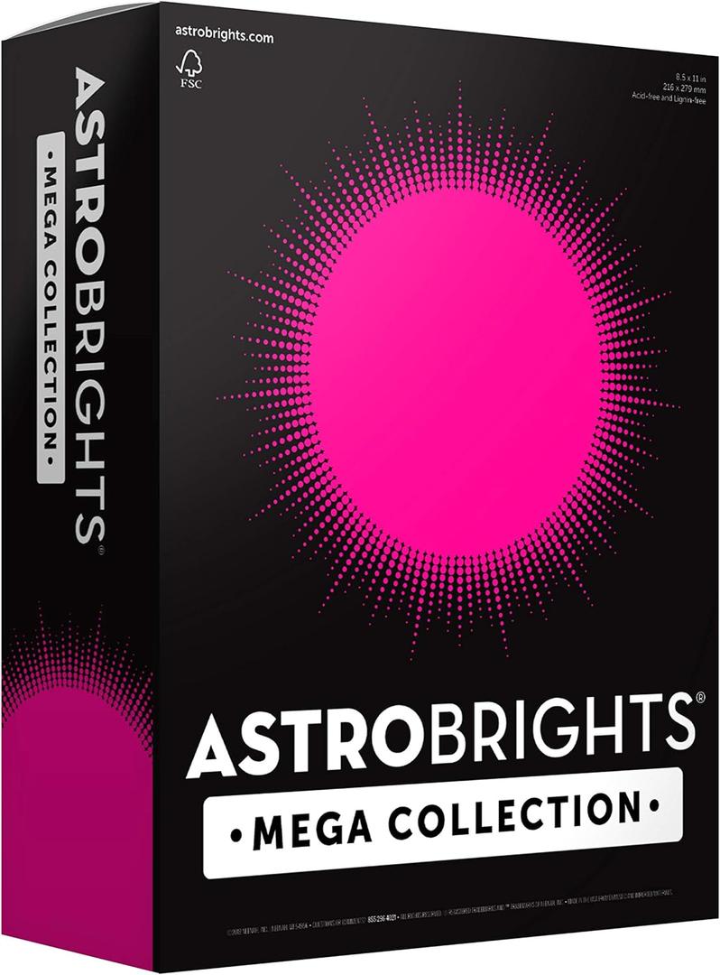 Astrobrights Mega Collection, Colored Paper, Bright Pink, 625 Sheets, 24 lb/89 gsm, 8.5" x 11" - MORE SHEETS! (91674)