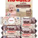Huggies Calm Baby Wipes, Unscented, Hypoallergenic, 10 Push Button Packs (560 Wipes Total)