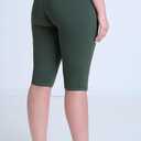 Gottex Modest Womens Solid Khaki Bike Shorts with Contrast Stitching and Elastic Waistband Designed for Swimwear Comfort (M)