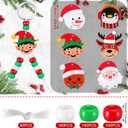 Quelay 30 Sets Christmas Keychain Craft Kit for Kids DIY Bead Key Chain Santa Beaded Keychain Making Crafts Gingerbread Man Elk Snowman Key Ring Charms for Xmas Gift School Classroom Activities