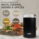 Kaffe One-Touch Coffee Grinder Electric w/Cleaning Brush (3 oz) - Coffee Grinders for Home Use - Up to 12 Cups of Coffee per Grind - Easy On/Off Coffee Bean Grinder - Matte Black