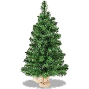 3ft Tabletop Christmas Tree, Small Artificial Spruce Tree in Burlap Base, Ideal for Home, Office, Shops, Holiday Decoration (Green)