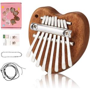 8 Key Kalimba Thumb Piano - Mini Wooden Finger Piano for Adults & Beginners Small Musical Instrument with Tuning Hammer & Study Guide - Portable Mbira Starter Kit for Beginners