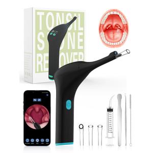 Voraiya Electronic Tonsil Stone Remover with Camera & Light Visible Tonsil Stone Removal Kit APP Connection 5 Level Suction Tonsils Stones Vacuum Cleaner Oral Care Tool for Adults