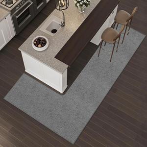 Washable Corner Kitchen Mat, L Shape Rug for Island Table, Super Absorption Velvet Rugs for Floor, Skid Free Right/Left Corner Rug for Door, Bathroom, Living room (Grey Left-L, 4'7''X6'7''X1'10'')