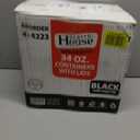 Black Rectangle Food Containers - 34 oz Plastic - Case of 96 - For Meal Prep, Takeout & Food Storage