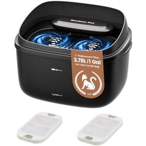 Gardner Pet Cat Fountain 1 Gallon, Vortex Dog Water Fountain, Ultra Quiet Automatic Cat Fountain with Filter, Transparent Tank, Splash-Proof, Easy to Clean,Without Adapter (Black)
