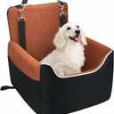 Dog Car Seat for Small/Medium Dogs Under 35lbs, Soft Booster Car Seat with Detachable Washable Cover and Cushion, Memory Foam Pet Car Seat with Safety Belt and Storage Pockets, Puppy Dog Car Bed (Brown)