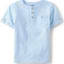 Gymboree Boys and Toddler Short Sleeve Henley Top (7, Party Blue)