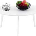 FIRMINANA Small White Oval Coffee Table for Small Space,Simple Modern Table for Apartment or Livingroom Corner,White,18.9" D x 33.47" W x 15.75" H