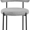 Meridian Furniture 880Grey-C Beacon Collection Modern | Contemporary Boucle Fabric Upholstered Dining Chair with Matte Black Metal Frame, 22" W x 21" D x 30" H, Grey, Set of 2