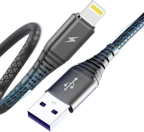 3 Pack 6FT Long USB A to Lightning Fast Charging Cord Apple MFi Certified Compatible for iPhone 14 13 12 11 Pro/Pro Max/Plus XR XS X 8 iPad,Car iPhone Carplay Cable,iPhone Car Charger Cord-Black