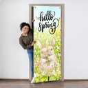 Rustic Spring Easter Bunny Door Cover Decoration 35 * 79 in, Cottagecore Farmhouse Easter Rabbit Door Curtains Banners Backdrop Background Doorway Decor for Indoor Outdoor Party Decorations