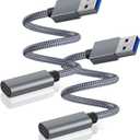 Basesailor USB 3.0 to USBC Adapter 0.75FT 2Pack,Type C Female to USB A Male Cable for New iPhone 17 17e 16 15 14 Pro Max Air Car Charger,5Gbps 3.1 Type C Converter for iPad,Samsung Galaxy S26 S25 S24