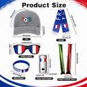 France Soccer Fan Gear Set, 7 Pcs 2026 Game Day Accessories with Hat, Scarf, Flag Sunglasses, Wristband, Flag Face Paint & Cheer Sticks, Soccer Party Supplies for Watch Parties